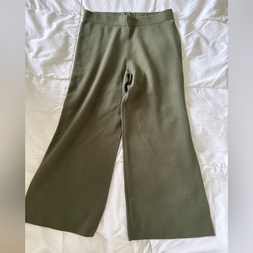 Rachel Sage Green Wide-Leg Trousers